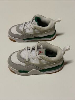 Nike Air Jordan J4 RM Toddler Sneakers White Green Gray Leather Mesh Size 8C